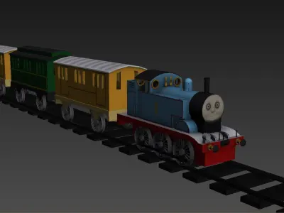Cartoon Train And Toys Low-poly 3D model
