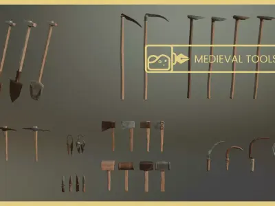 Medieval Tools 3D Asset Pack Low-poly 3D model