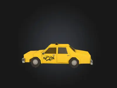 Yellow Taxi Illustration  A City Icon in Motion 3D model