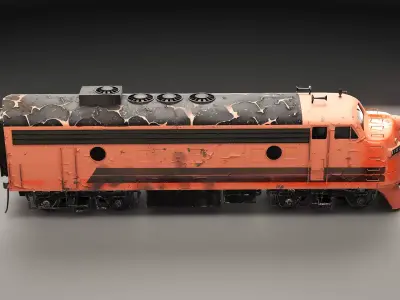 Vintage EMD F7 Diesel Locomotive - Low Poly PBR Game-Ready Low-poly 3D model