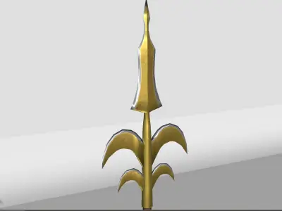 Stylized Brass Steel and Wood Spear Low-poly 3D model