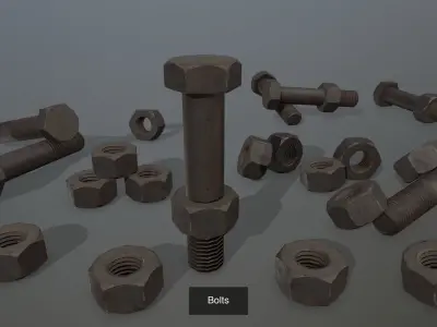 Bolts collection bolt and nut 3D Model Pack