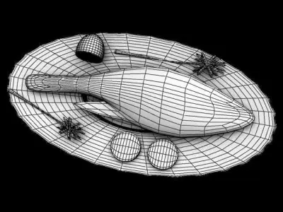 fried fish Low-poly 3D model