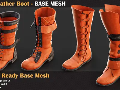 14 Leather Boot BASE MESH - VOL 17   3D model
