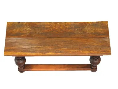 Antique Dutch Oak and Pine Ball Leg Table 3D model