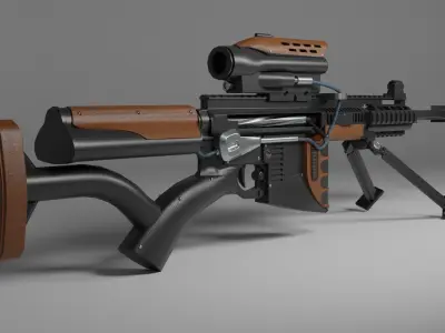 rifle weapon Low-poly 3D model