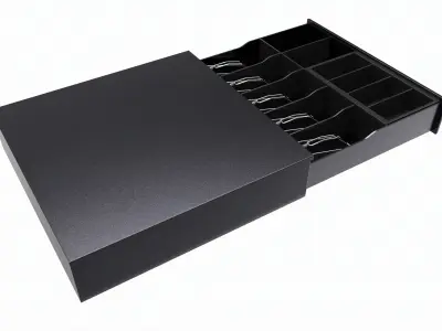 Cash Register Drawer for POS System open 3D model