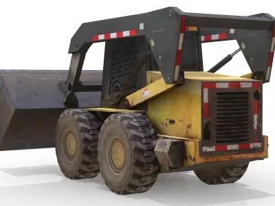 Low Poly 3D Model of Skid-Steer Loader Excavator Low-poly 3D model