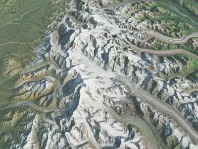 Vast Alaskan Landscape - 200x200km Real-World Terrain Denali 3D model