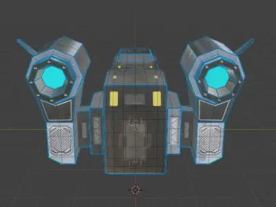 Game Ready PBR Low Poly Space Ship Low-poly 3D model
