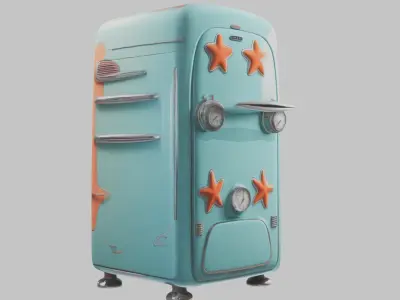 Retro Refrigerator 3D Model Low-poly 3D model