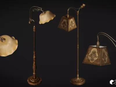 Art Deco Retro Lamp Low-poly 3D model