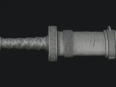 Viking style two-handed sword Hofand holy sword high model 3D model