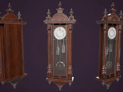 Antique Wall Clock Low-poly 3D model