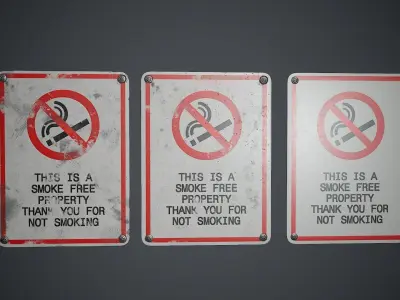 Plastic No Smoking Sign 2 PBR Game Ready  Low-poly 3D model