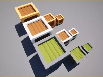 Stylized Wooden Crate Pack Low-poly 3D model
