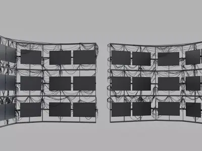 Multi Screen Display Wall Setup Low-poly 3D model