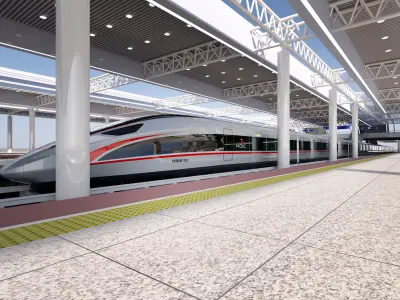 High-Speed Railway Station Low-poly 3D model