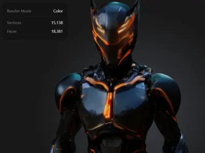 Cyber Sentinel Ninja humanoid character  Low-poly 3D model
