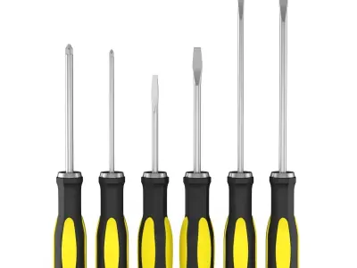 6 Screwdrivers Collection set of 3D model