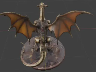 Steampunk Dragon with a Brass Copper and Iron Exoskeleton 3D model