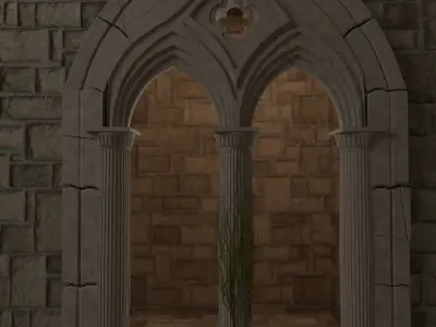 Medieval mullioned window Low-poly 3D model