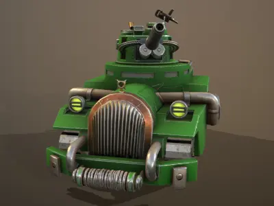 Fantastic Steampunk Tank  -Mechanical Leviathan Low-poly 3D model