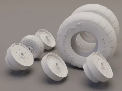 Ju-87 Stuka Wheel Set 3D print model