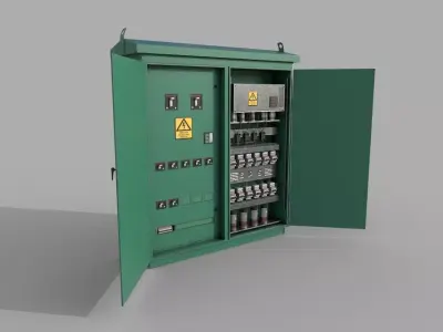Electric Fuse Box Green Low-poly 3D model