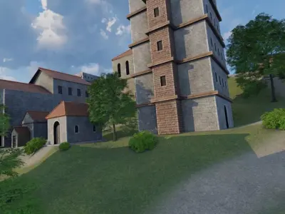 Coastal Fortress Village 3D model