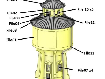 Austrian Water Tower Graz 1-160 resin 3D print model