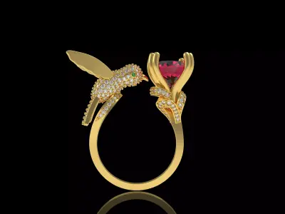 The Hummingbird Ring 3D print model