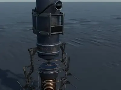 osy21 spaceship in ocean Low-poly 3D model