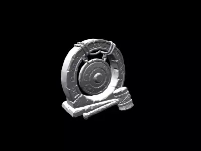 Low Poly Stylized Ancient Mossy Gong - Mallet Low-poly 3D model