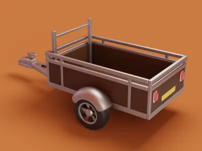Cartoon trailer car Low-poly 3D model