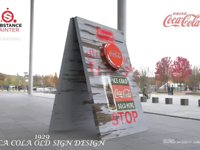  COCA COLA OLD STYLE SIGN DESIGN Low-poly 3D model