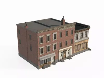 Modern urban architecture buildings and shops 3D model