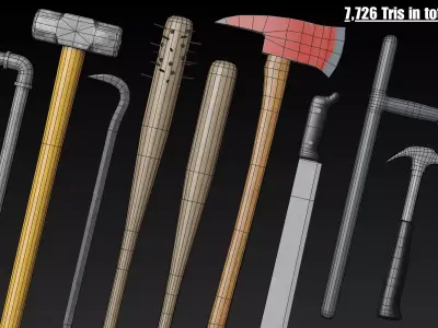 Game-Ready Melee Weapons Pack - Unity - Unreal - Low Poly PBR Low-poly 3D model