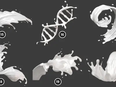  Splash Milk 20 Files 3D Model Collection 