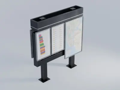 Subway Info Kiosk 4K Low-poly 3D model