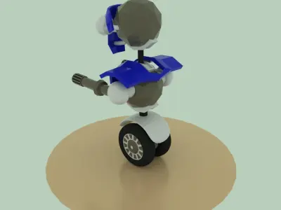 robot on wheels with two guns Low-poly 3D model