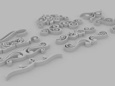 Ornate Swirls - Printable set of 11 3D print model