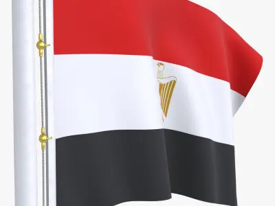 EgyptFlagStandPoleAnimated 3D model