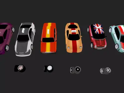 Low Poly Taxi Cars Pack Low-poly 3D model