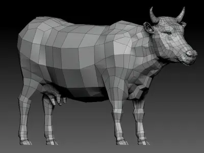 3D COW - LOWPOLY bull Low-poly 3D model