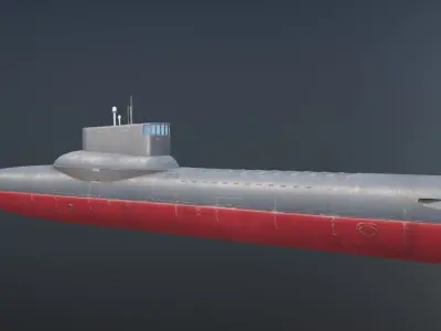 Submarine Hand-Painted Low-poly 3D model