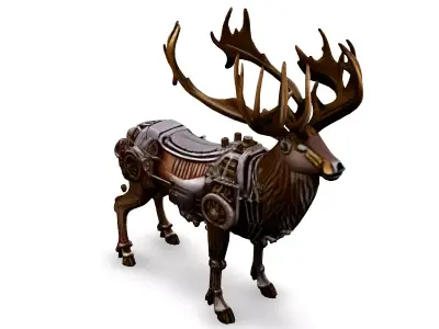 Steampunk Mechanical Deer 3D Model Low-poly 3D model