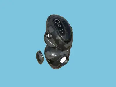 Flying Robot 10 Military Camouflage - Character SciFi Design Low-poly 3D model