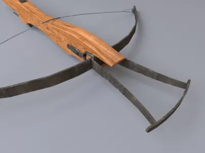 crossbow wooden bow and arrow 3D model