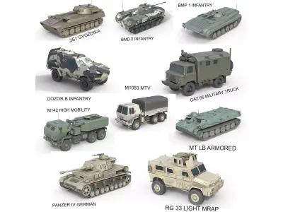 10 Military Vehicles Collection v12 Low-poly 3D model